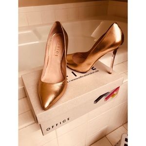 Office Onto Point Court Rose Gold Leather Heel